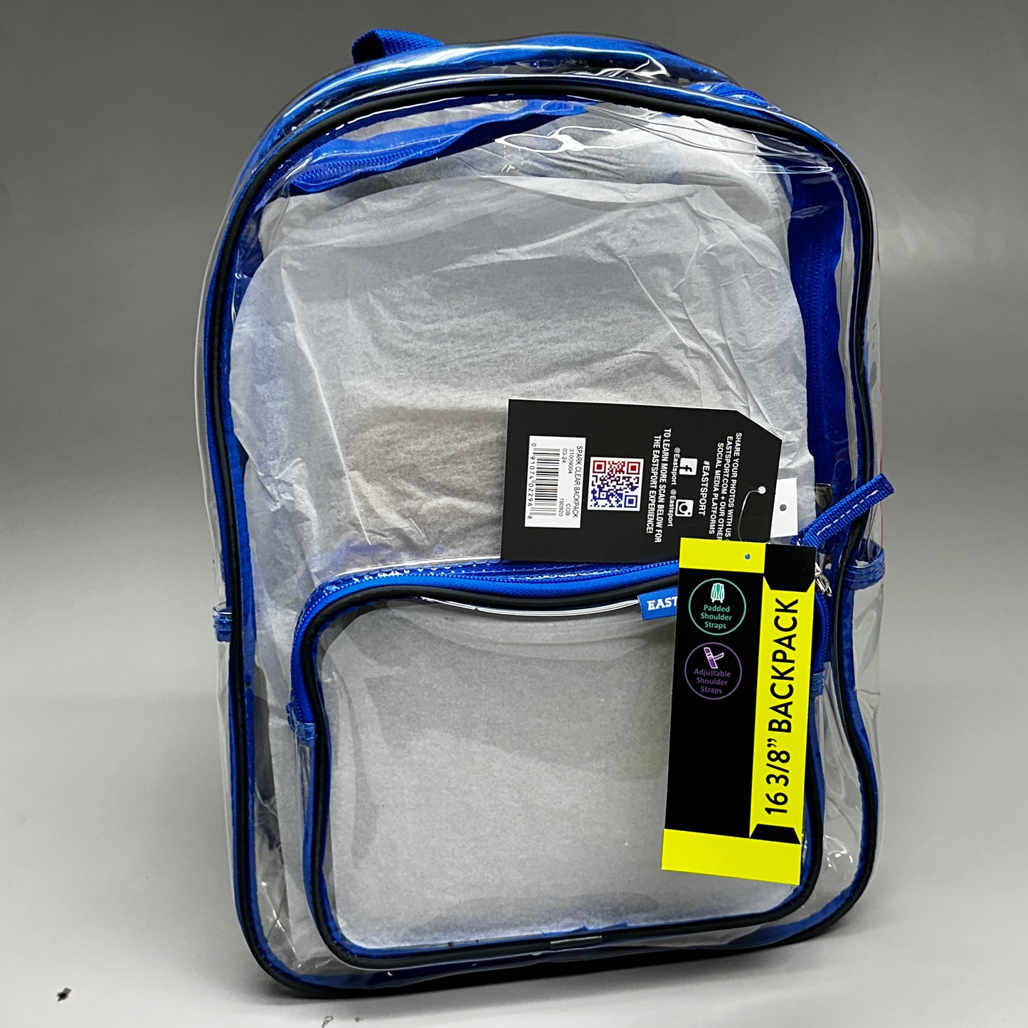 EASTSPORT Spark Clear Backpack 16"x12" Cobalt Blue/Graphite 190920PW-PLM