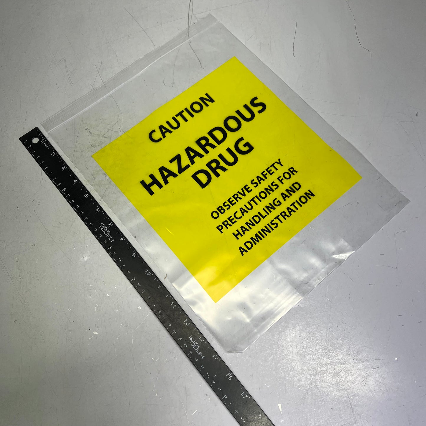 ZA@ LK PACKING  (100 PACK) Hazardous Drug Bags Zip Lock Top 12"x15" Clear/Yellow F41215HDB B