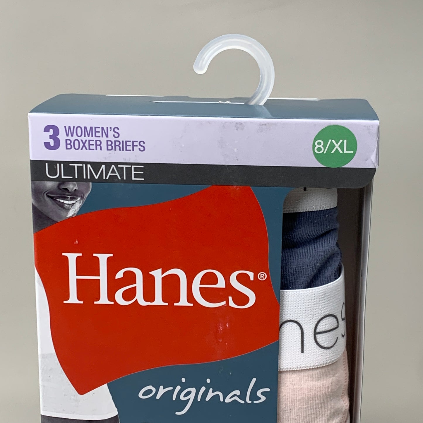 HANES 3 PACK!! Originals Women's Breathable Cotton Boxer Briefs Underwear Sz XL Blue/Buff/Pink 45OUBB