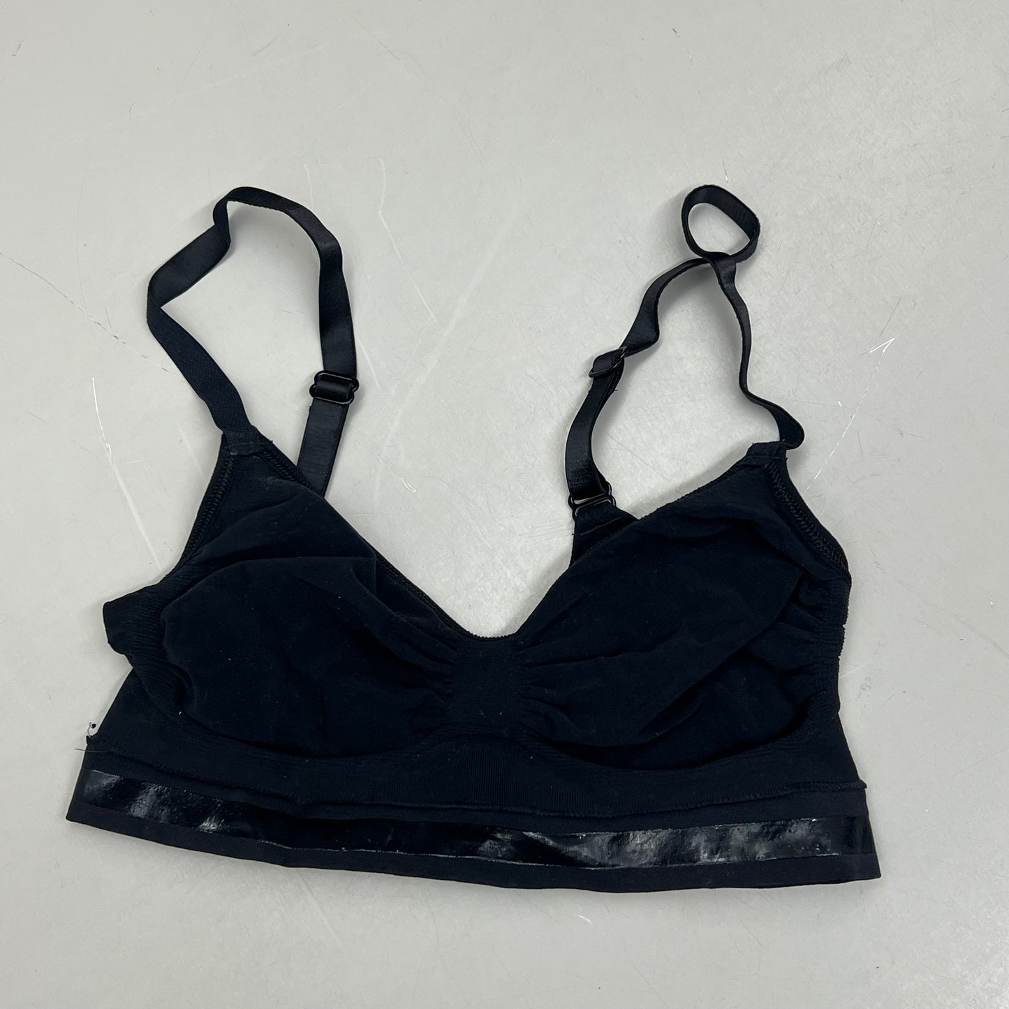 SKIMS Strong Support Seamless Sculpt Bralette Pique Stitching Women's Sz S Onyx