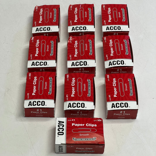 ACCO (1000 Pcs) Paper Clips Smooth #1