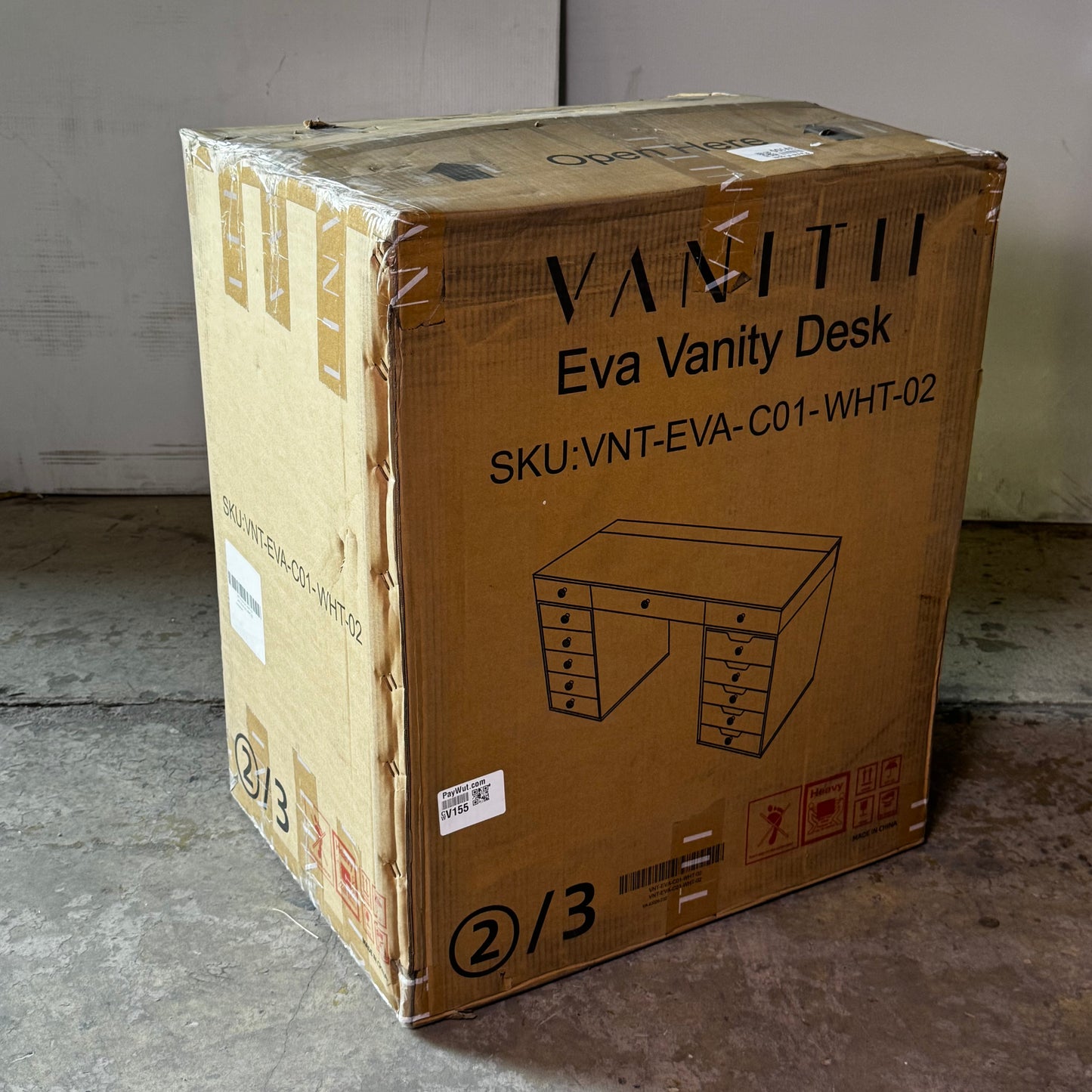 VANITTI Makeup Vanity Desk With 13 Storage Drawers 60"L x 21.66"W x 31.9"H White VNT-EVA-C01-WHT-02 (New Other, Minor Damage)