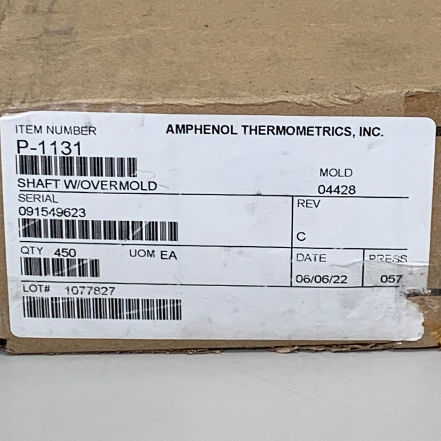 AMPHENOL THERMOMETRICS (450 Pack) Shaft Overmold 5" Long P-1131