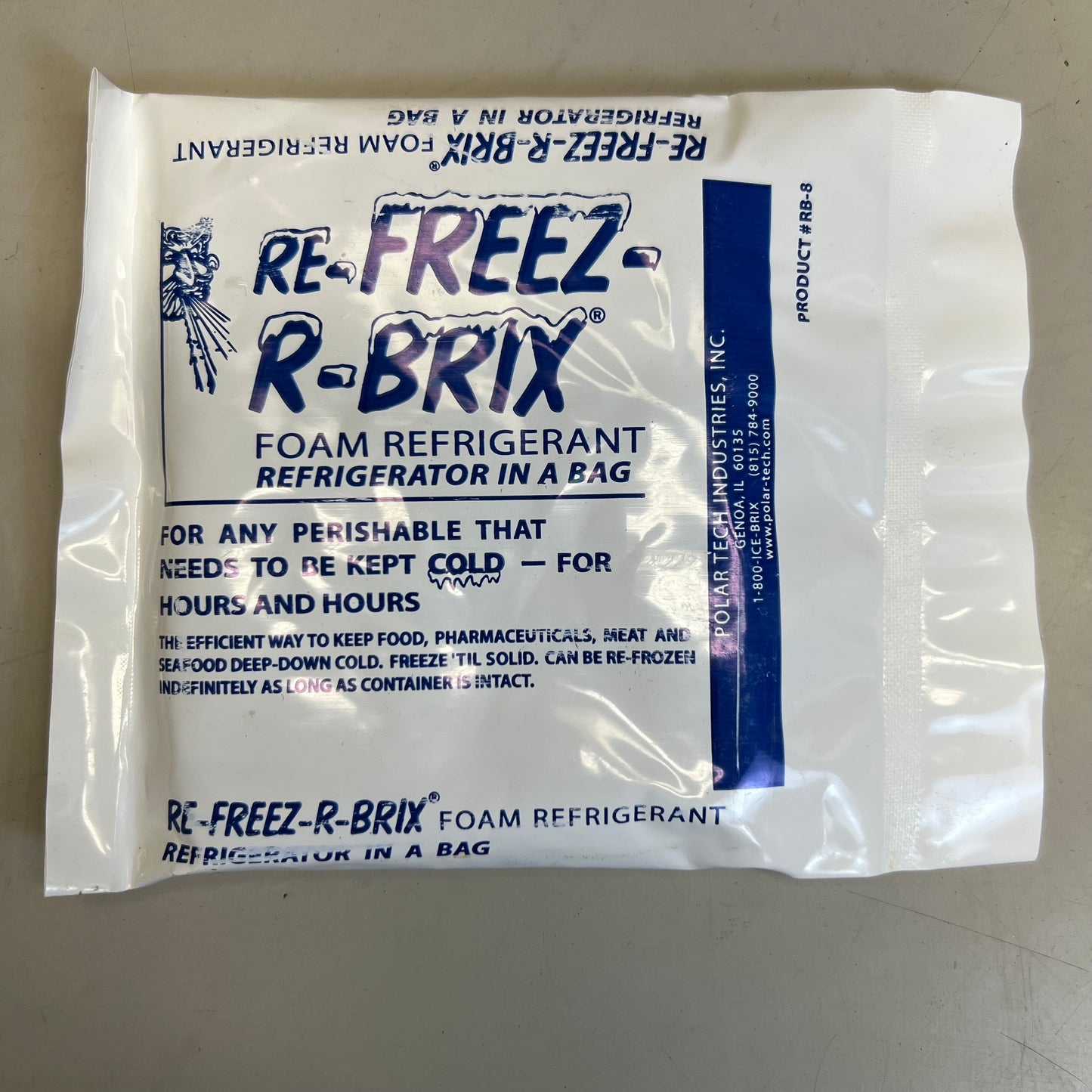 ZA@ RE-FREEZ-R-BRIX (42 PACK) Foam Refrigerant “Refrigerator in a Bag” RB8 Sz 7.5"x 5.5"