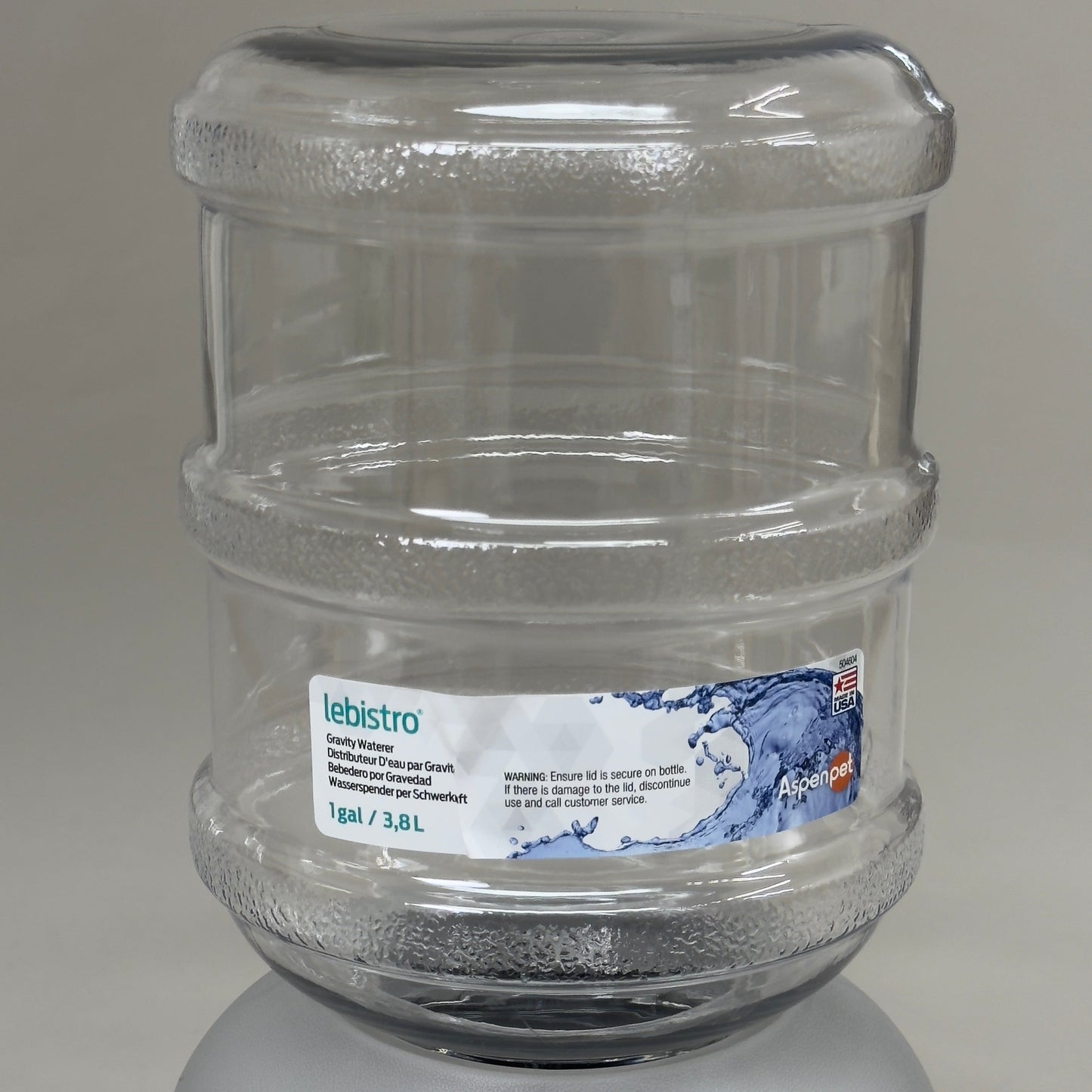 ZA@ ASPEN PET LEBISTRO Gravity Waterer 1 Gallon Clear / Grey 24309 A