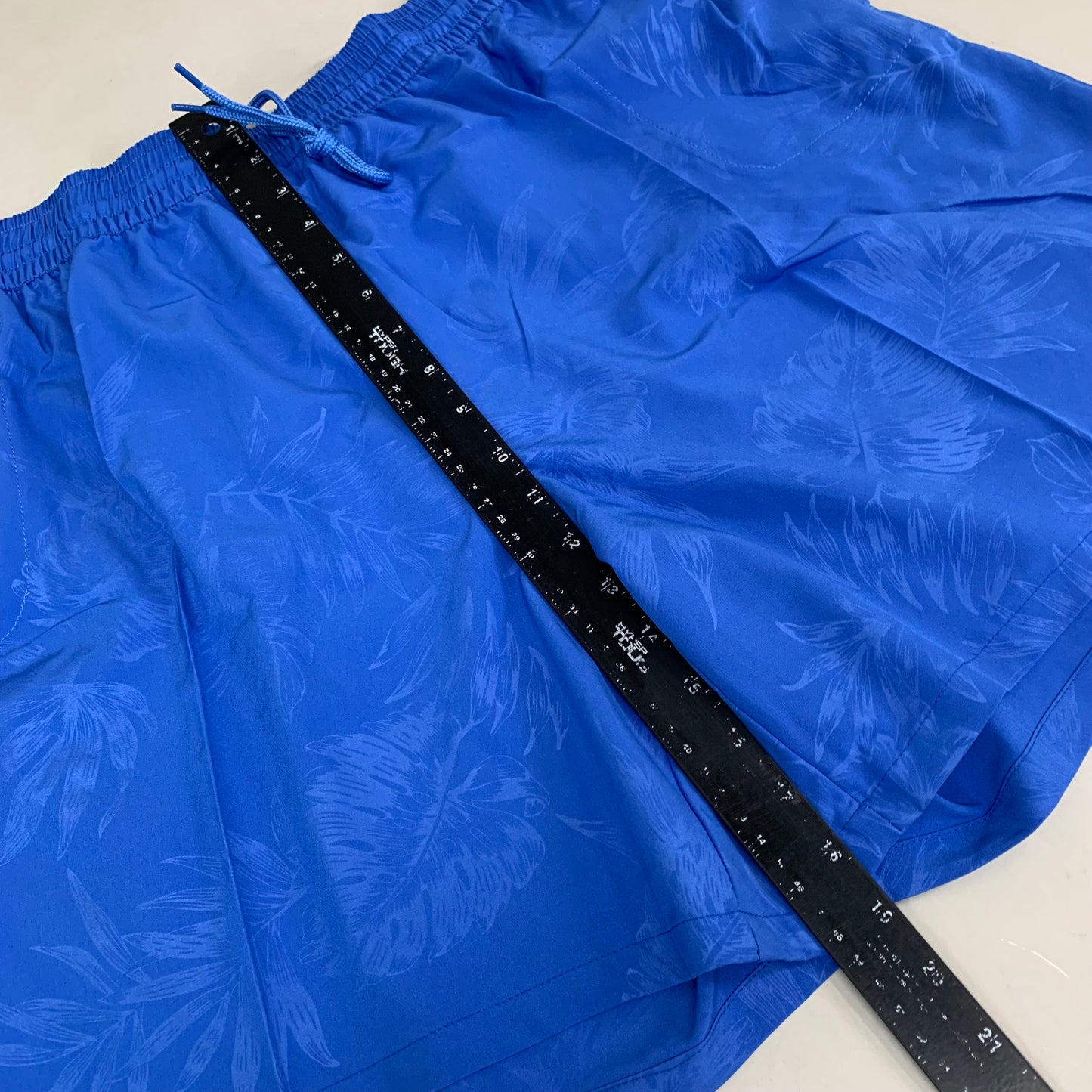 RAYA SUN Stretch Swim Style Shorts W/ Flower Design Women's 1X Blue/Gray