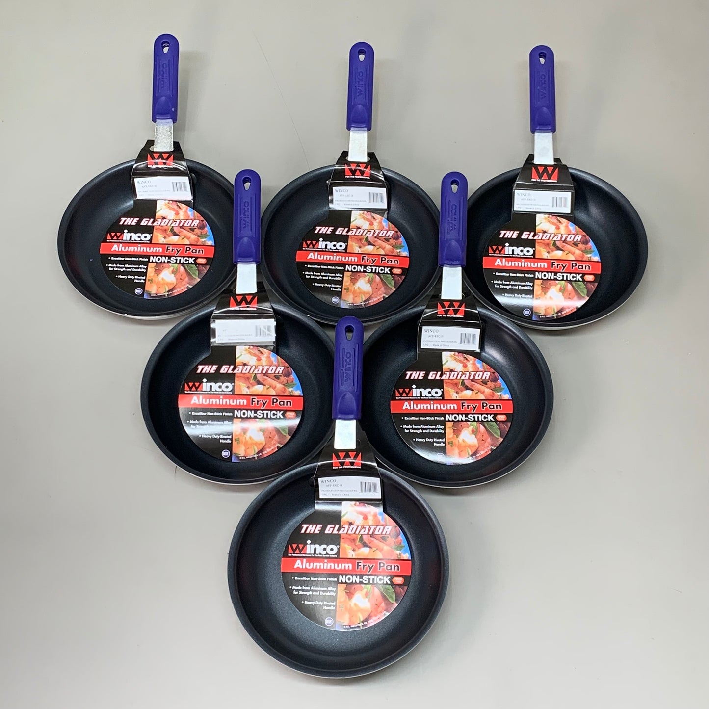 WINCO (6 PACK) 8" Gladiator Non-Stick Fry Pan w/ Sleeve Excalibur Finish AFP-8XC-H