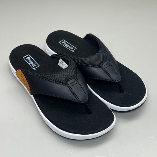 PROPET Easton Cushion Flip Flop Sandal Leather Men's Sz 8.5 M(D) Black MSV011P