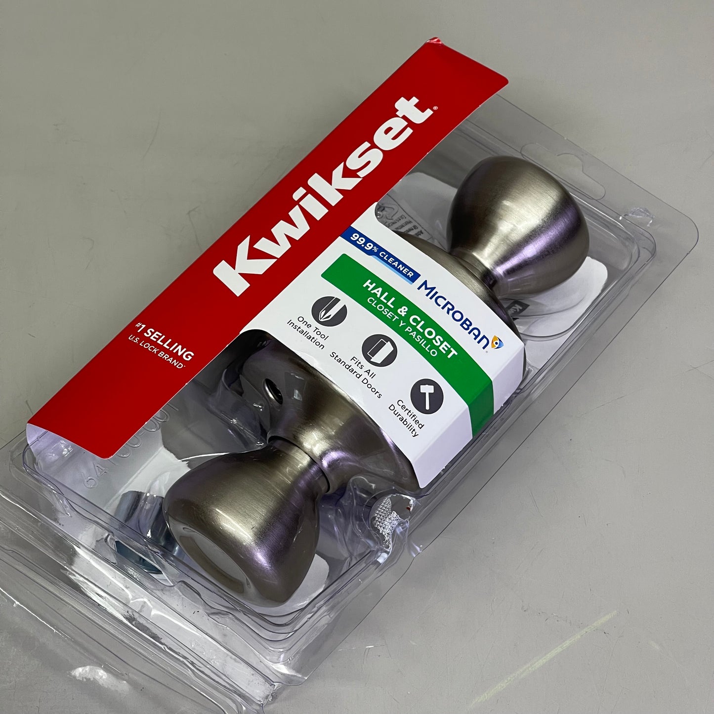 KWIKSET Hall & Closet Tylo Passage Door Knob Satin Nickel 92001-508