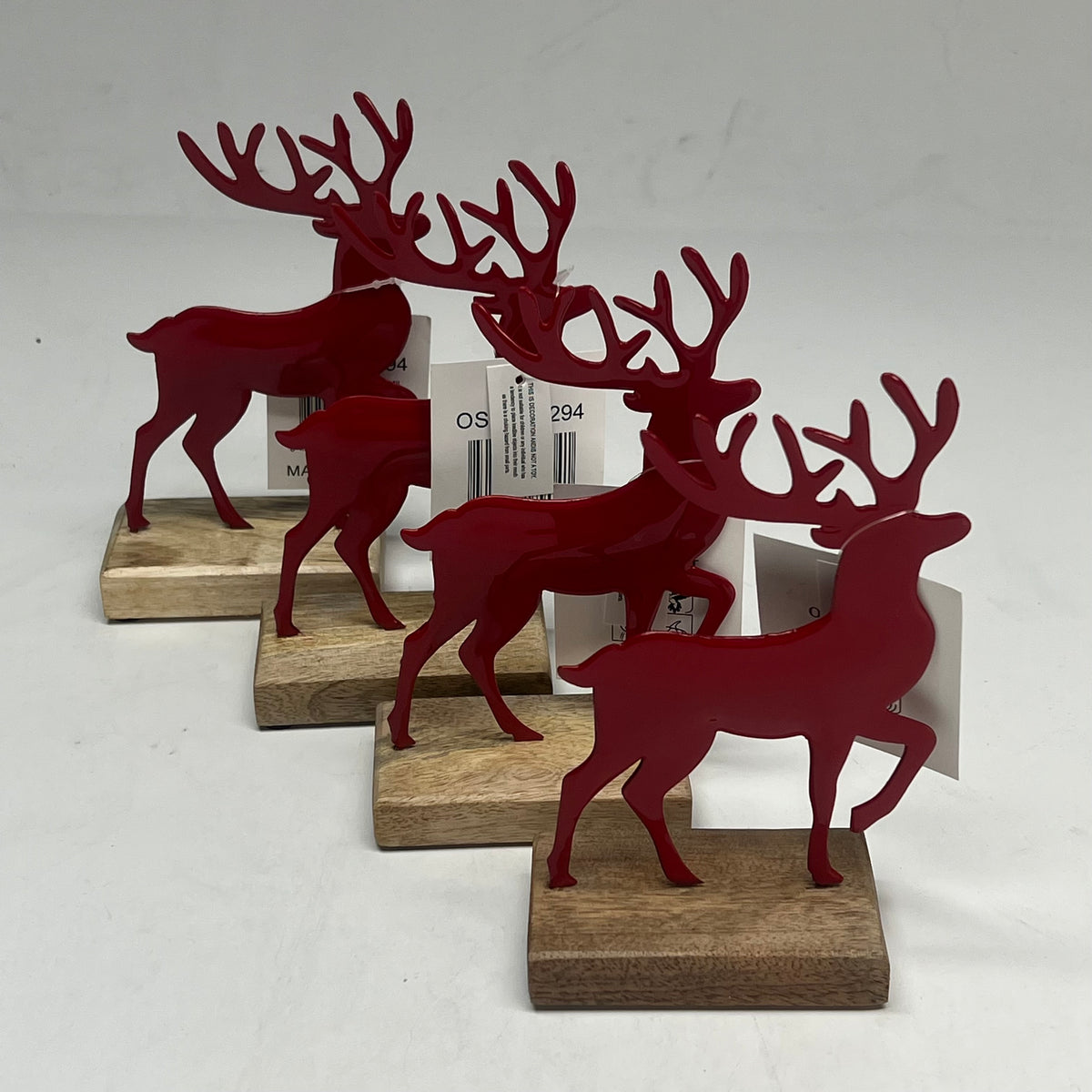 OAKSTREET (4 PACK) Doddle Deer Iron Deer Holiday Decor  6"x4" Red OSW268294