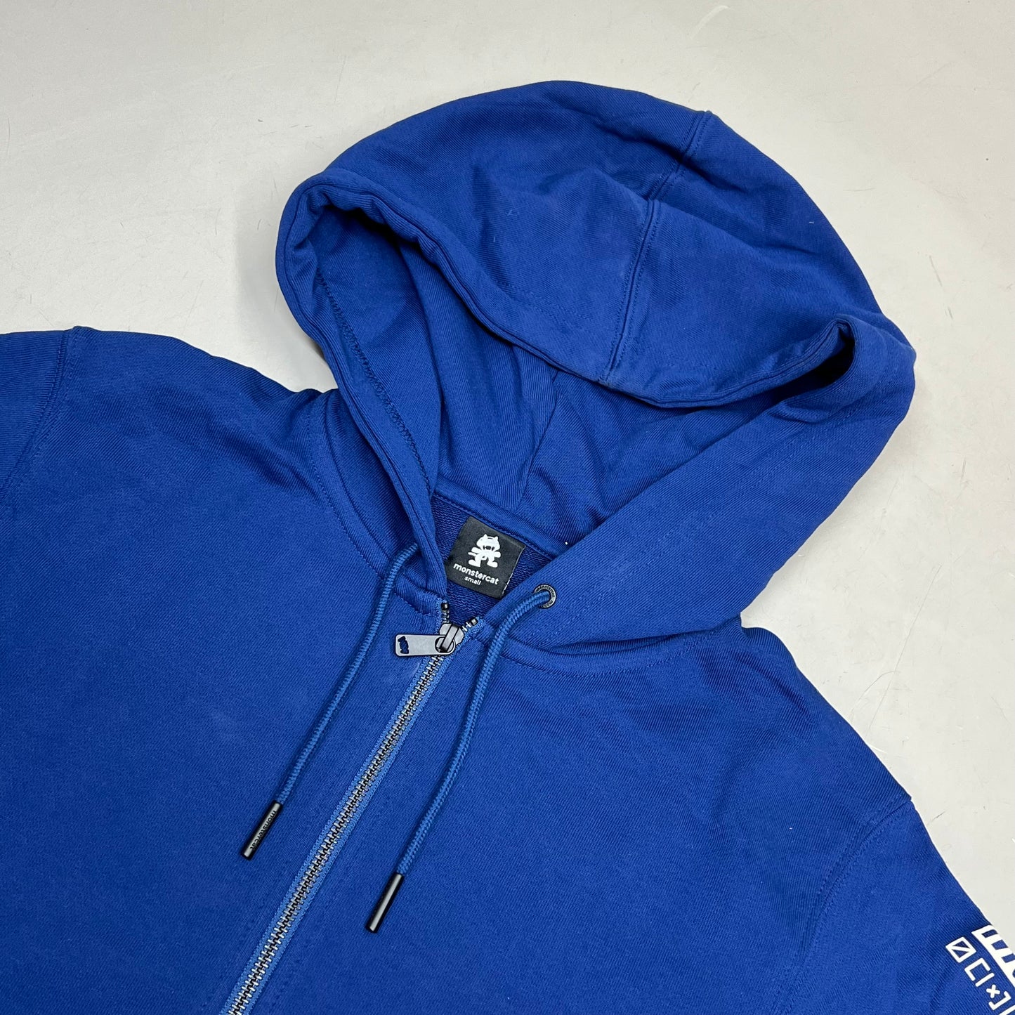 MONSTERCAT Records Full Zip Hooded Jacket W/ Printed Back Men's Sz S Blue