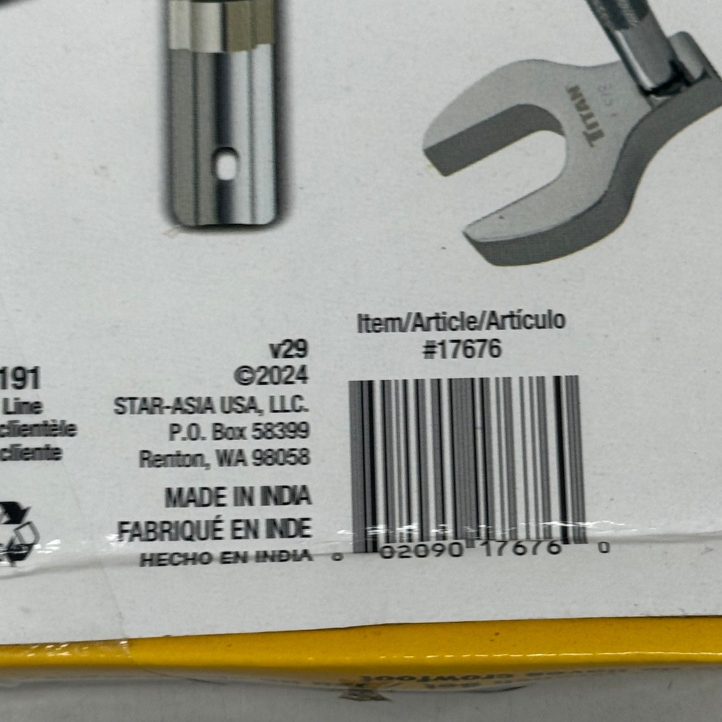 TITAN (6 Piece) Professional Tools Crowfoot Wrench Set 1-5/8 to 2-1/4" 17676