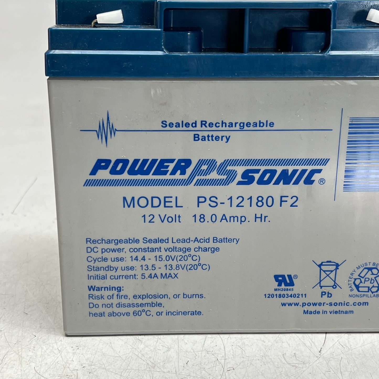 POWERPSONIC Sealed Lead Acid Battery Sla Battery 12V 18Ah Grey PS-12180 F2