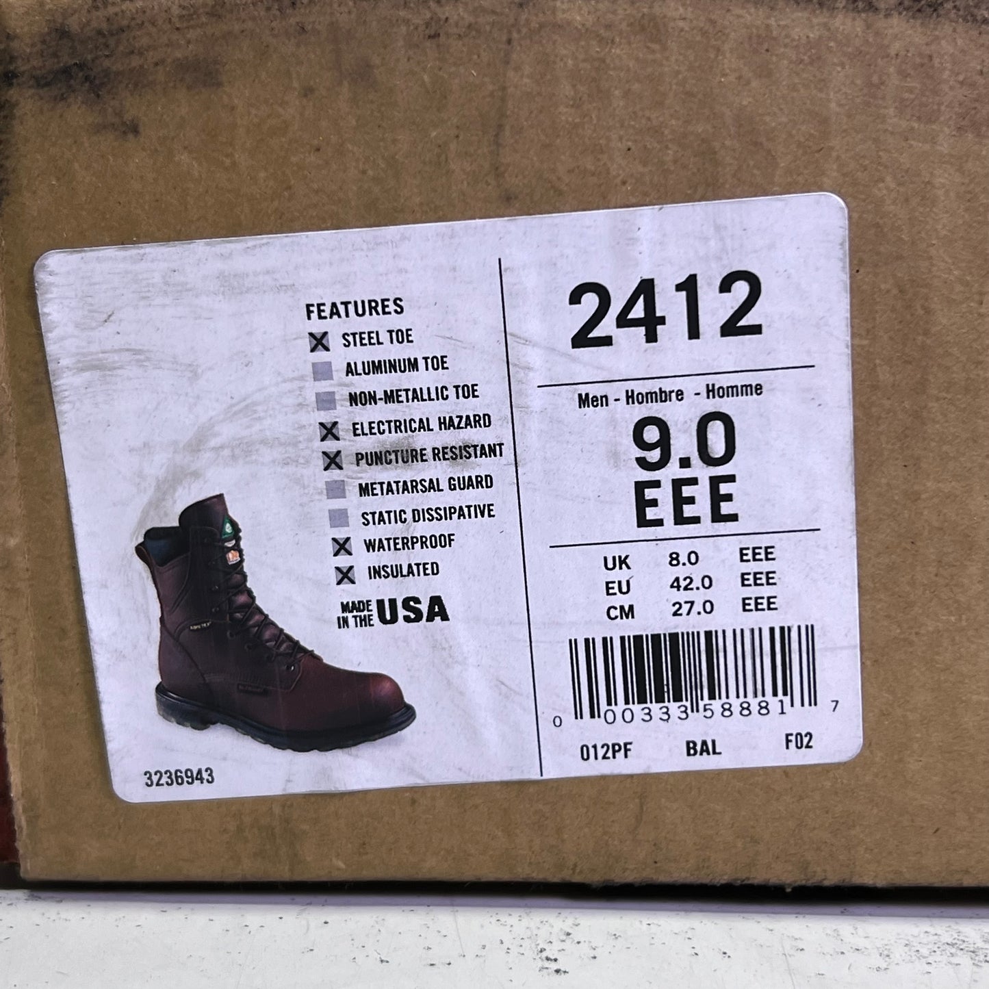 RED WING SHOES Men's Sz 9 Insulated, Waterproof CSA Safety Toe Boot, Brown 2412 (New Other, Dirty Box)