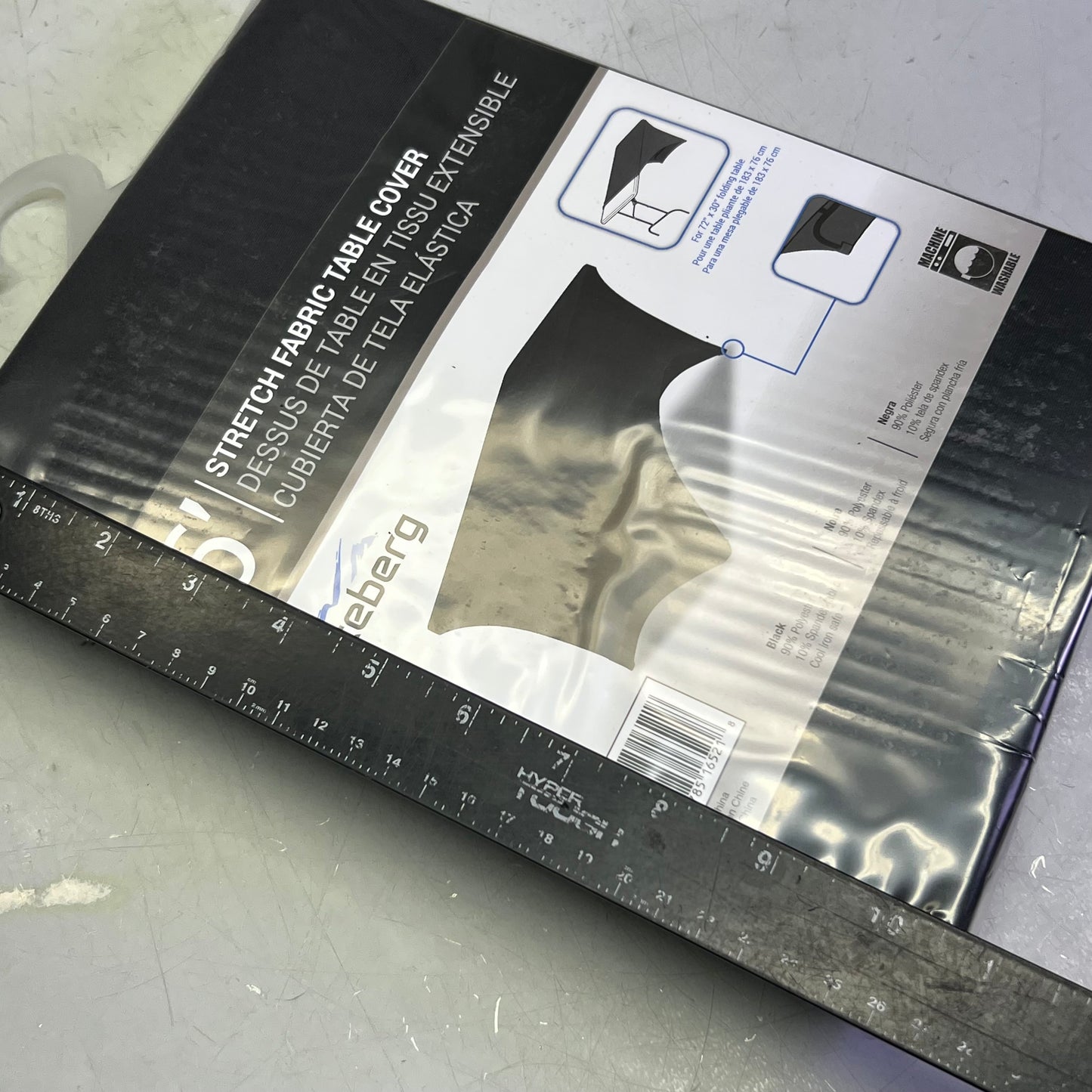 ICEBERG 6' Stretch Fabric Table Cover for 72" x 30", Black