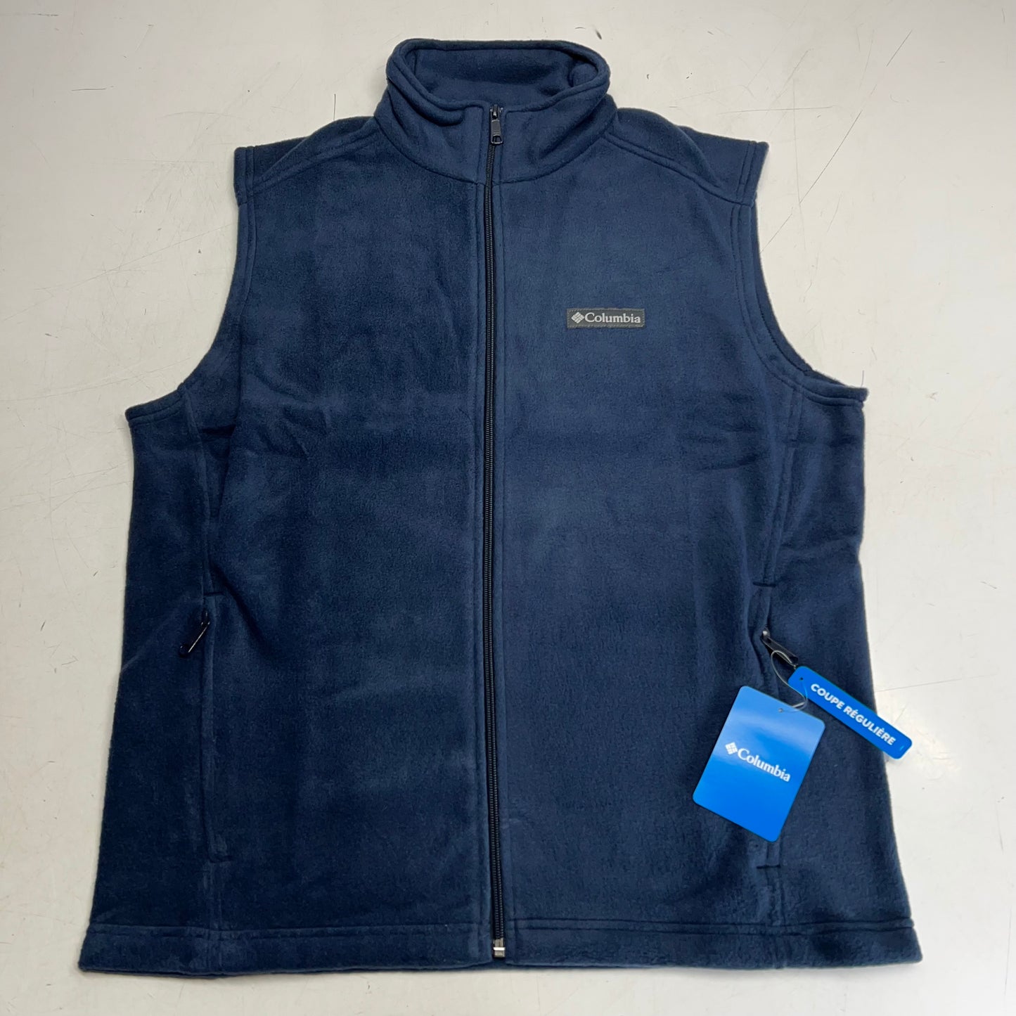 COLUMBIA Steens Mountain Zip Soft Fleece Vest Men's Sz XXL Navy Blue AS1535-464