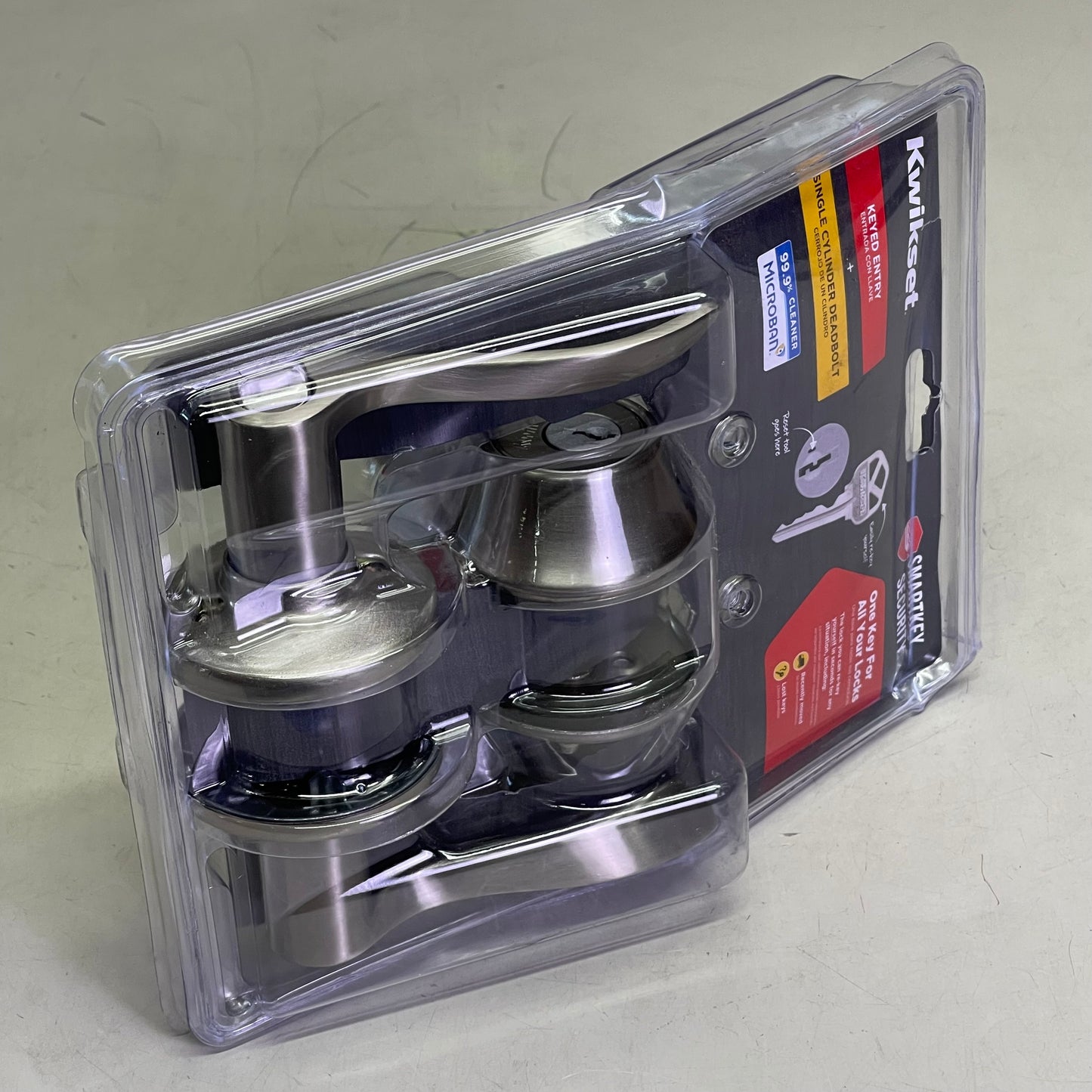 KWIKSET Balboa Entry Door Lever & Deadbolt 2-3/4" Satin Nickel 96900-420