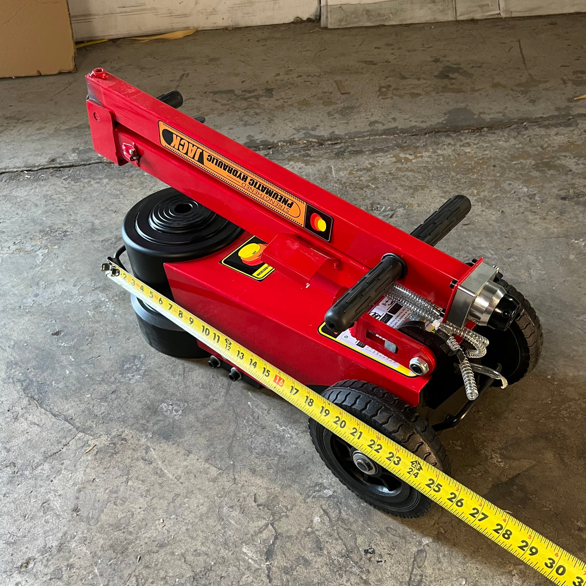 JACK 100 Ton Two-section Pneumatic Jack with Folding Handle Sz 28.3" X 12.6" X 15.7" - Red TLAJ50100