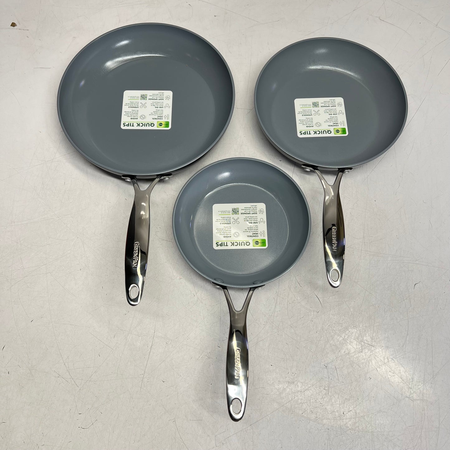 GREEN LIFE Valencia Pro Ceramic Nonstick Frypan Set  8" 9.5" & 11" Charcoal Grey