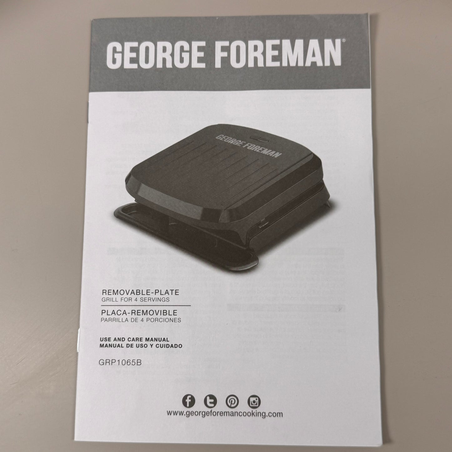 GEORGE FOREMAN Family Sized 4 Serv Grill & Panini Press 60sq. in Black GRES060BS