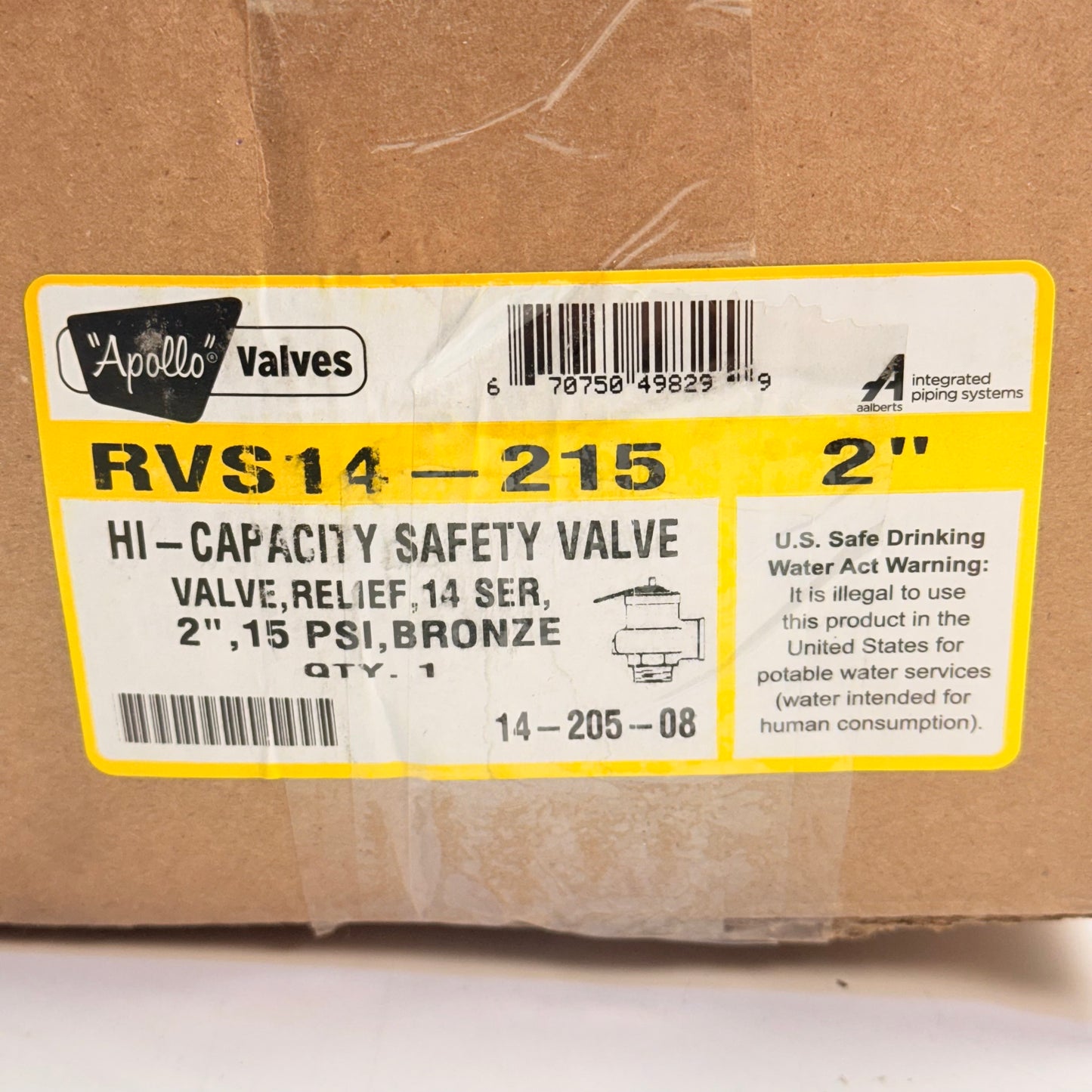 APOLLO Safety Relief Valve 2 In X 2 In, 15 Psi Max. Op Pressure Bronze 1420508
