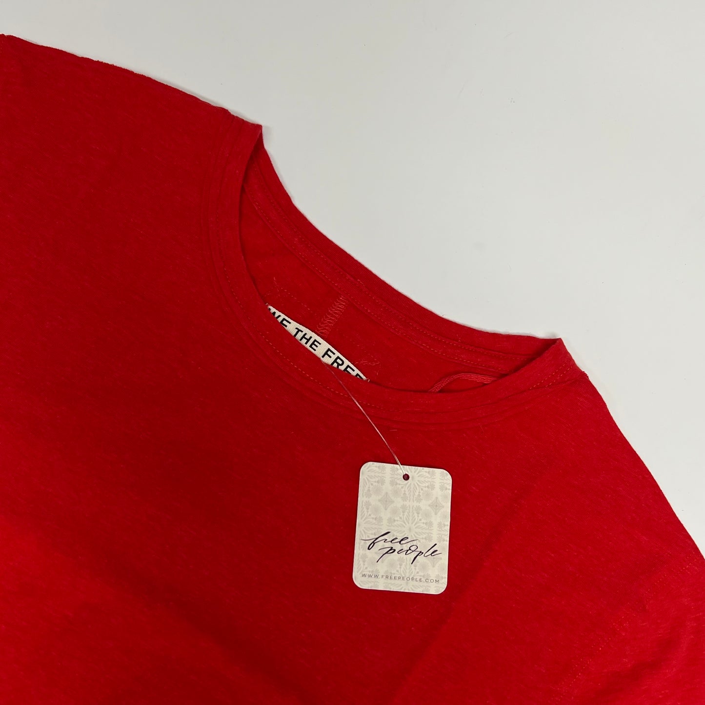 WE THE FREE Nova Tee Shirt Raw Edge T-shirt  Women's Sz S High Risk Red