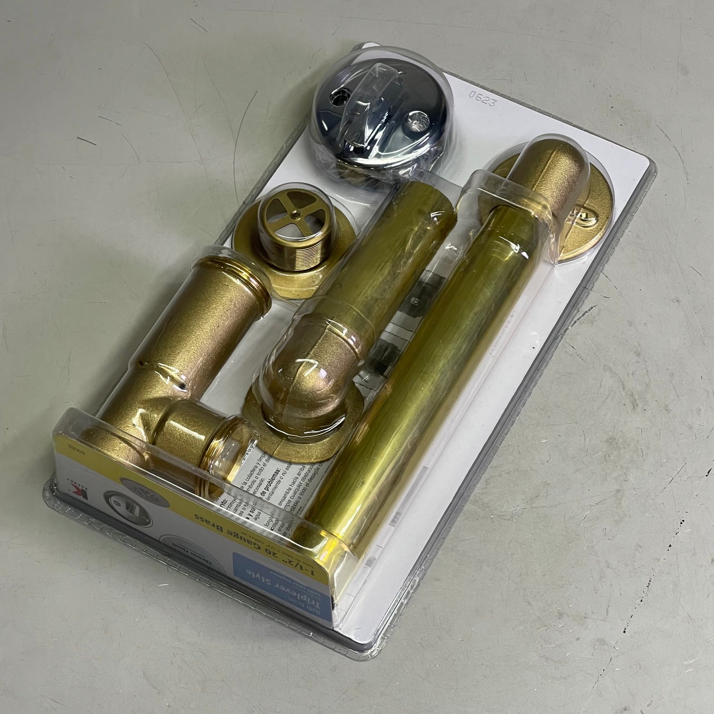 KEENEY 20 Gauge Bath Drain 606RB 1-1/2" Brass W/ Polished Chrome 28630