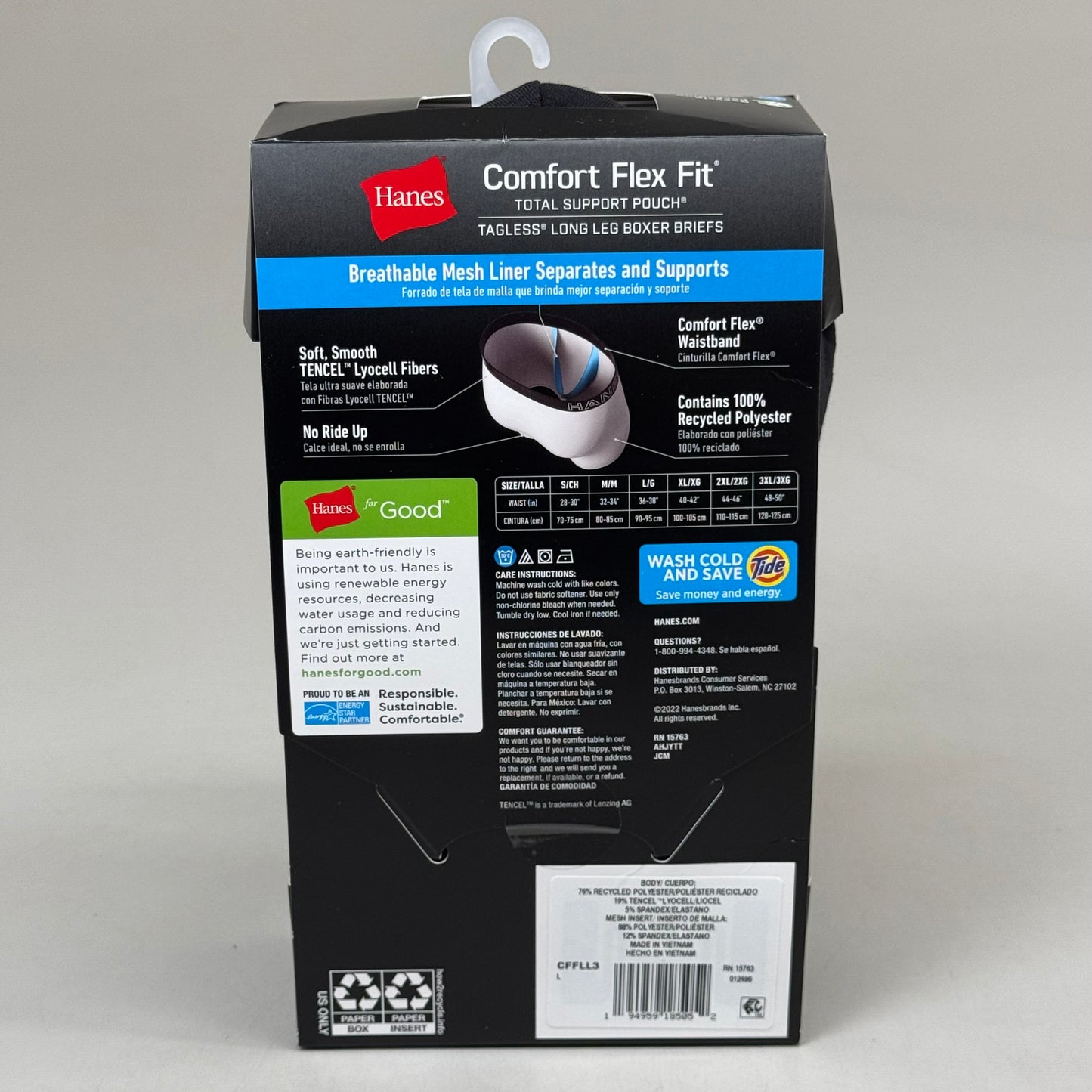 HANES (3 PACK!) Men's Cool Comfort Boxer Briefs Sz L 36-38" Black/Grey CFFLL3