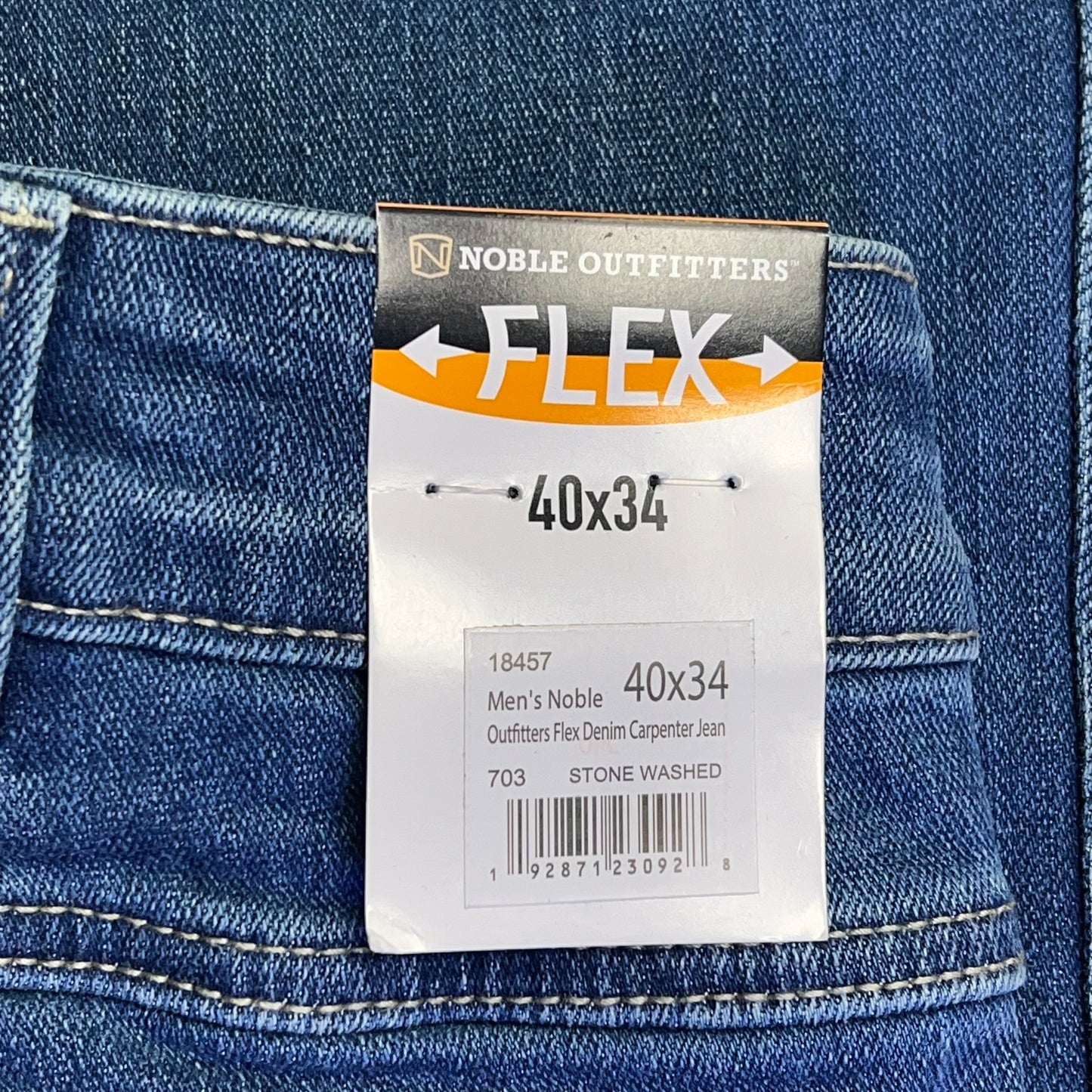 NOBLE OUTFITTERS Flex Denim Carpenter Jean Men's Sz 40x34 Stonewash 18457