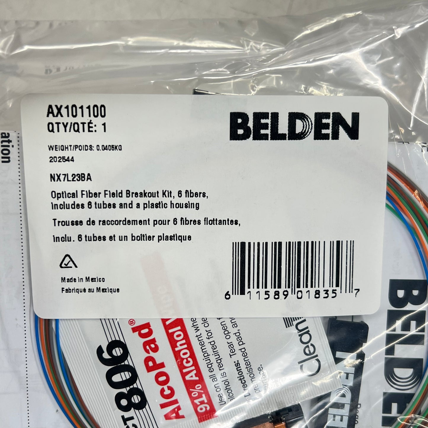 BELDEN Optical Fiber Field Breakout Kit Plastic Housing 6 Fiber 6 Tubes AX101100