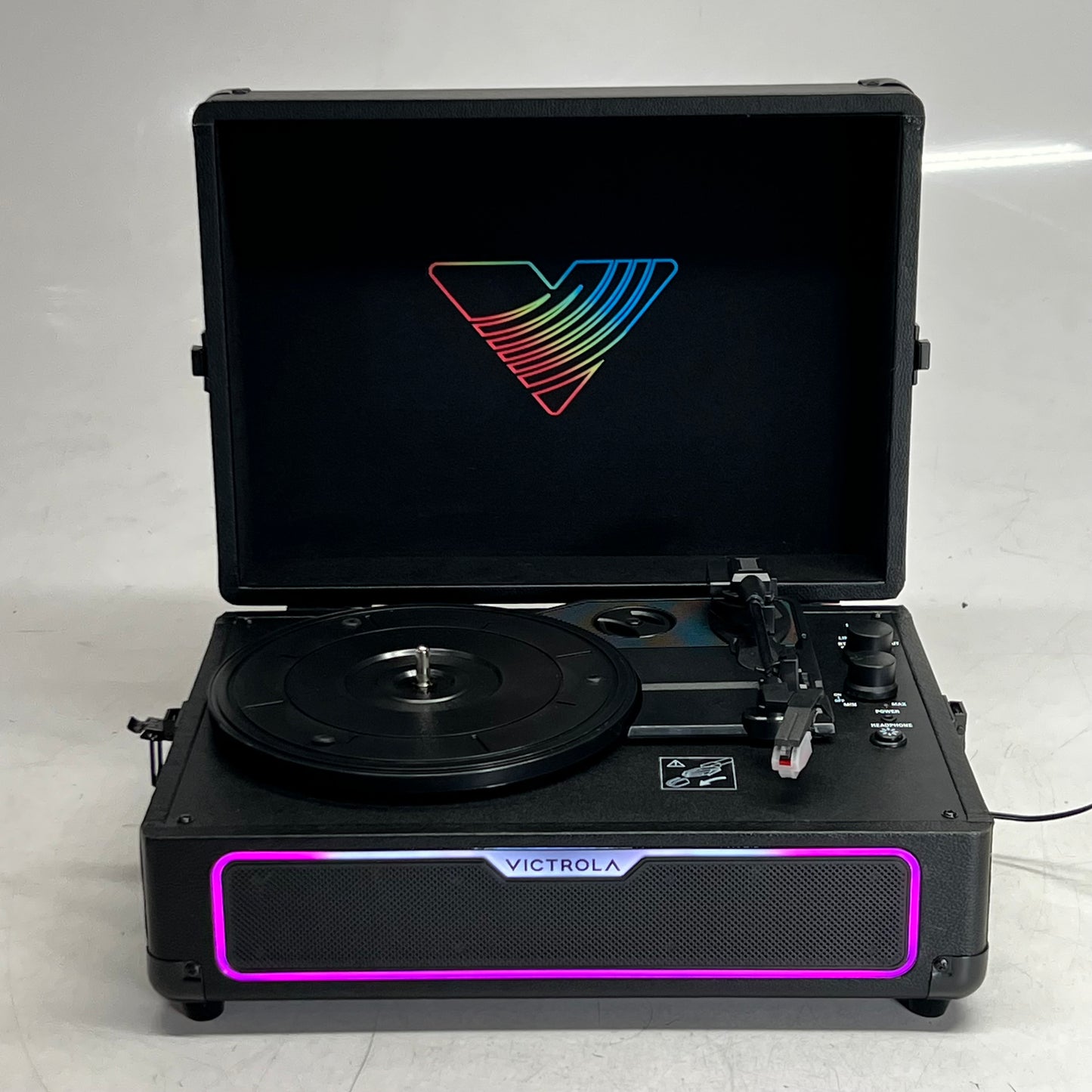 ZA@ VICTROLA Journey Glow Illuminated Suitcase Record Player, Black GK251402591 E