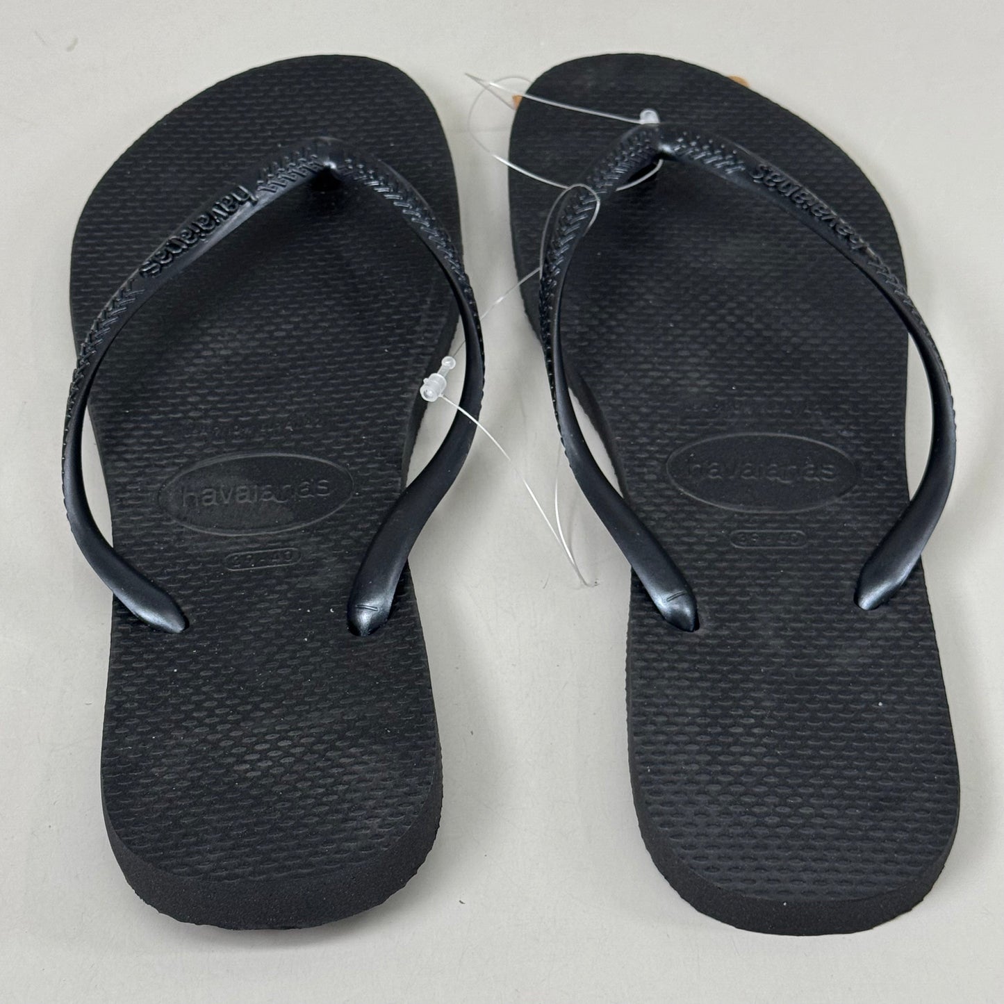 ZA@ HAVAIANAS High Quality Rubber Slim Flip Flops Non-Slip Women's 9/10 Black 400030 D