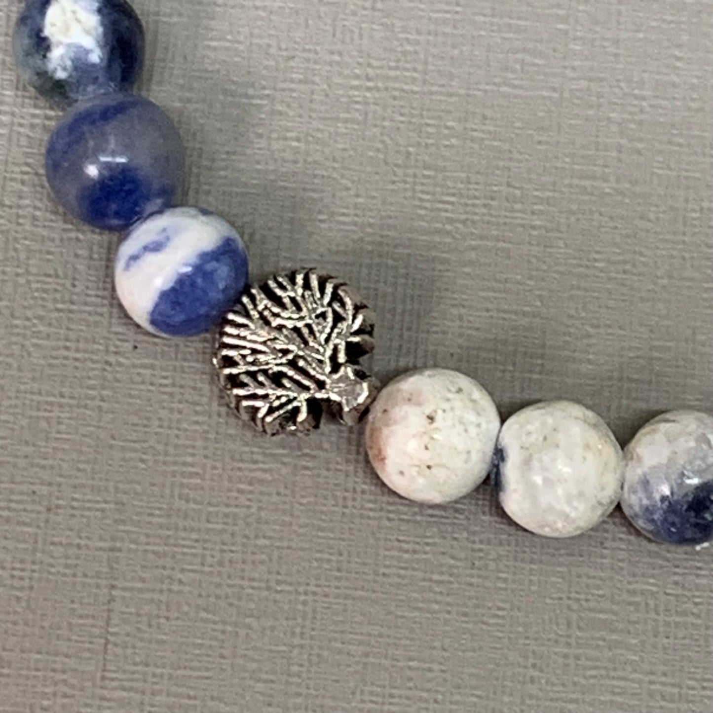 BEST WHOLESALE 12-PACK! Mini Blue Marbled Beaded Crystal Bracelets 3" Silver Tree