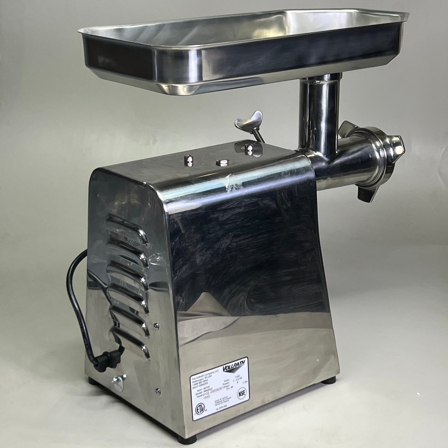 VOLLRATH Electric Meat Grinder 1 1/2 HP Sz 21.5” H X 12” L X 10” W MIN0022