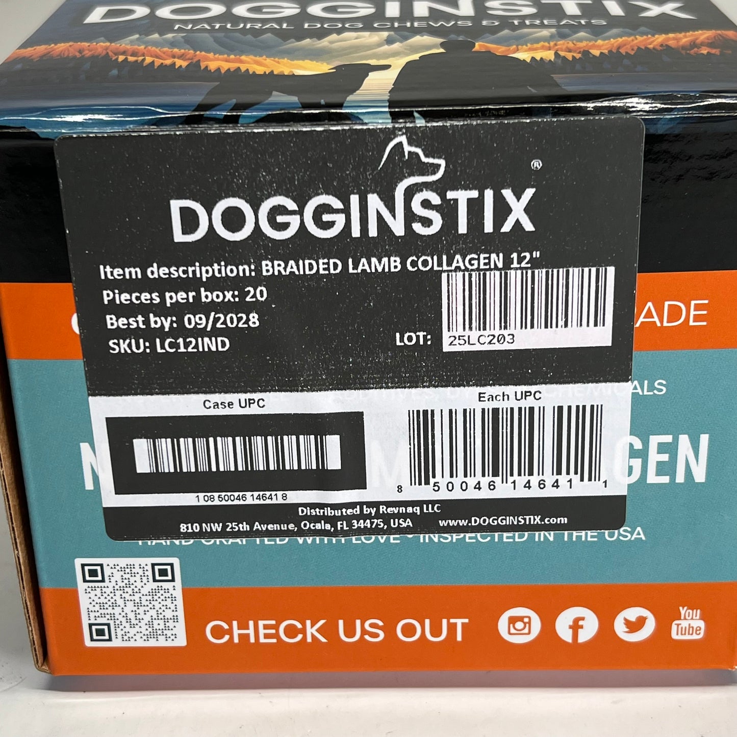 DOGGIN STIXS (20 PACK) Lamb Collagen Twist Dog Treats 12" BB 09/28 LC12IND