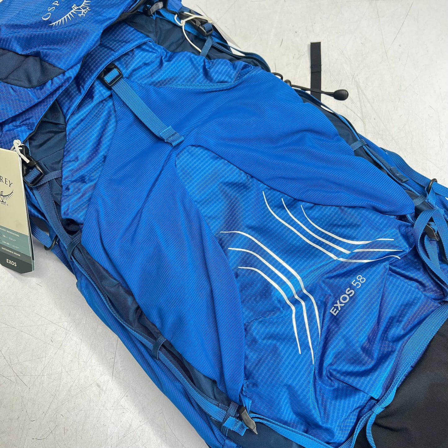 OSPREY Exos 58 Backpack Comfort Pack Men's Sz L/XL 61L Blue Ribbon 10004021