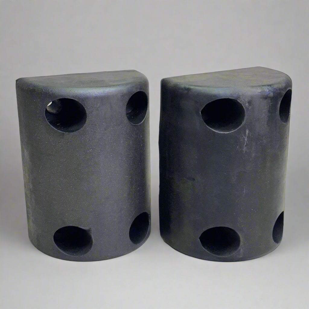 DIAMONRUBBER (2 PACK) 4 Hole Semi Oval Reinforced Rubber Bumper, Black