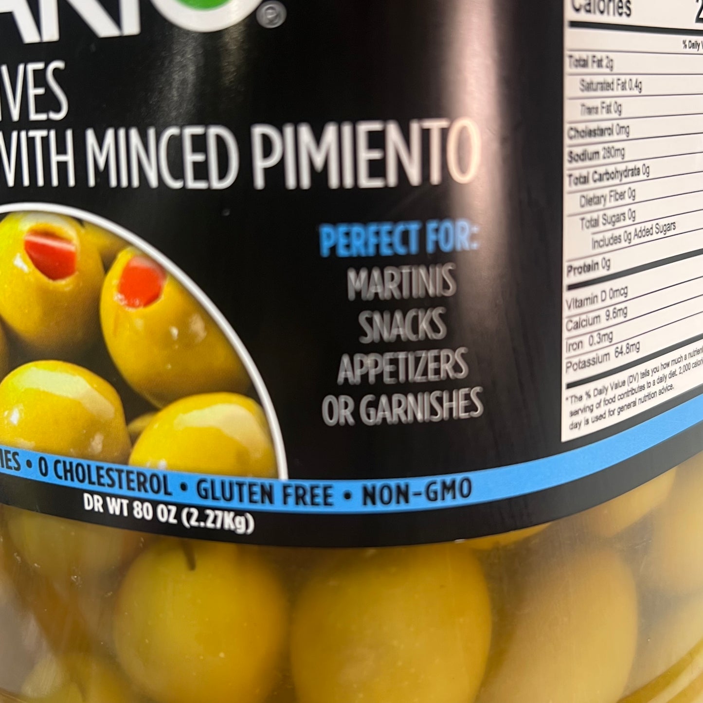 ZA@ MARIO  Queen Olives Stuffed W/ Minced Pimiento Gluten Free Kosher 80 oz BB 01/27