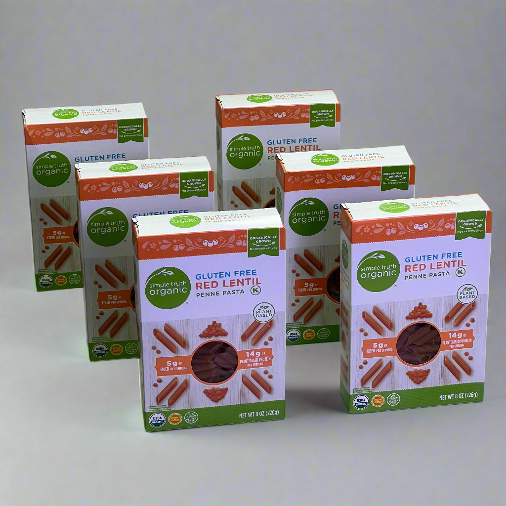 SIMPLE TRUTH ORGANIC (6 PACK) Red Lentil Penne Pasta 8 oz Red BB 03/26