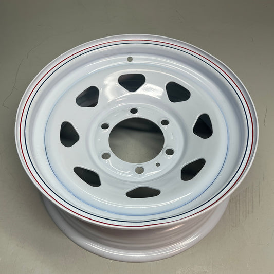 CARLISLE  8-Spoke Trailer Wheel 15 X 6 White W/ Red & Blue Stripe 1522660564B