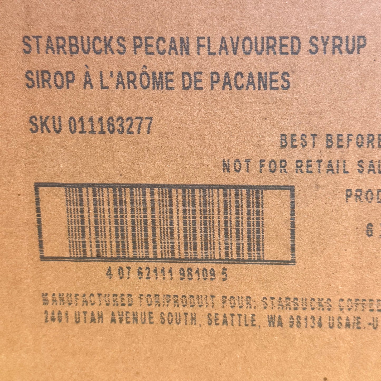 ZA@ STARBUCKS (6 PACK) Fontana Pecan Flavoured Syrup 33.8 fl oz/bottle BB 01/26