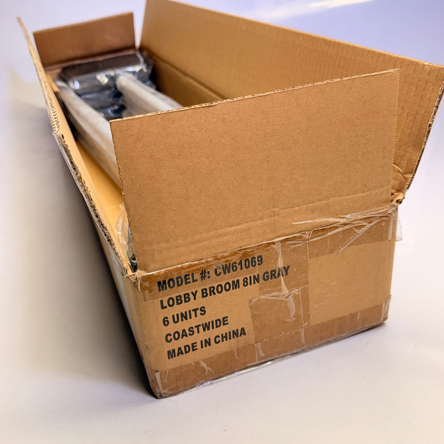 COASTWIDE (6 PACK) Professional Lobby Broom 36"Height 8" Bristle Width Gray CW61069