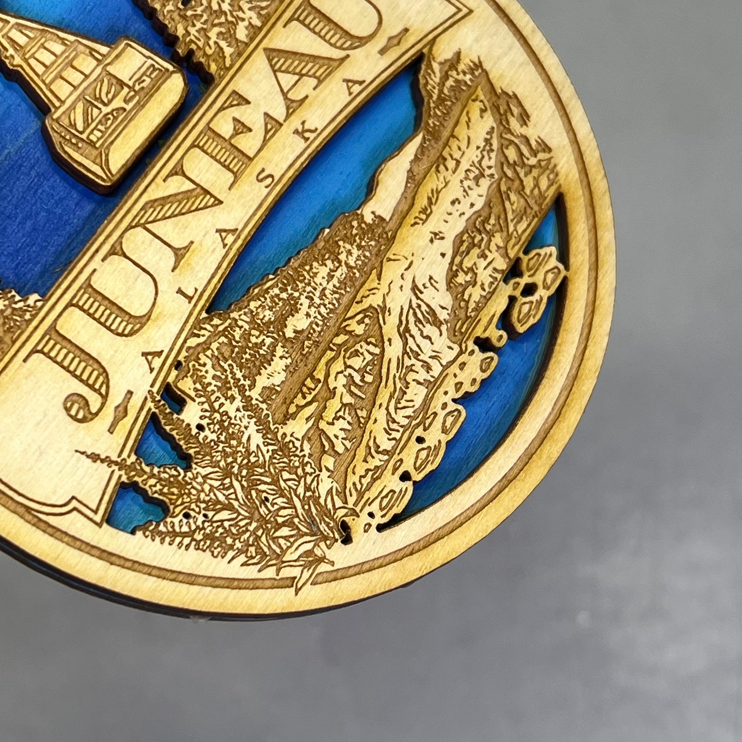 (2 PACK) Juneau Alaska Laser Cut & Painted Wooden Puck Collectable Made In USA