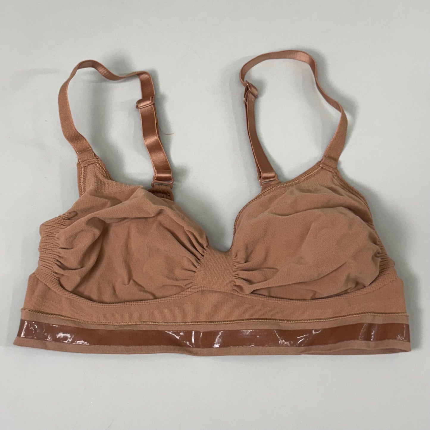 SKIMS Strong Support Seamless Bralette Pique Stitching Women's Sz L/XL Sienna