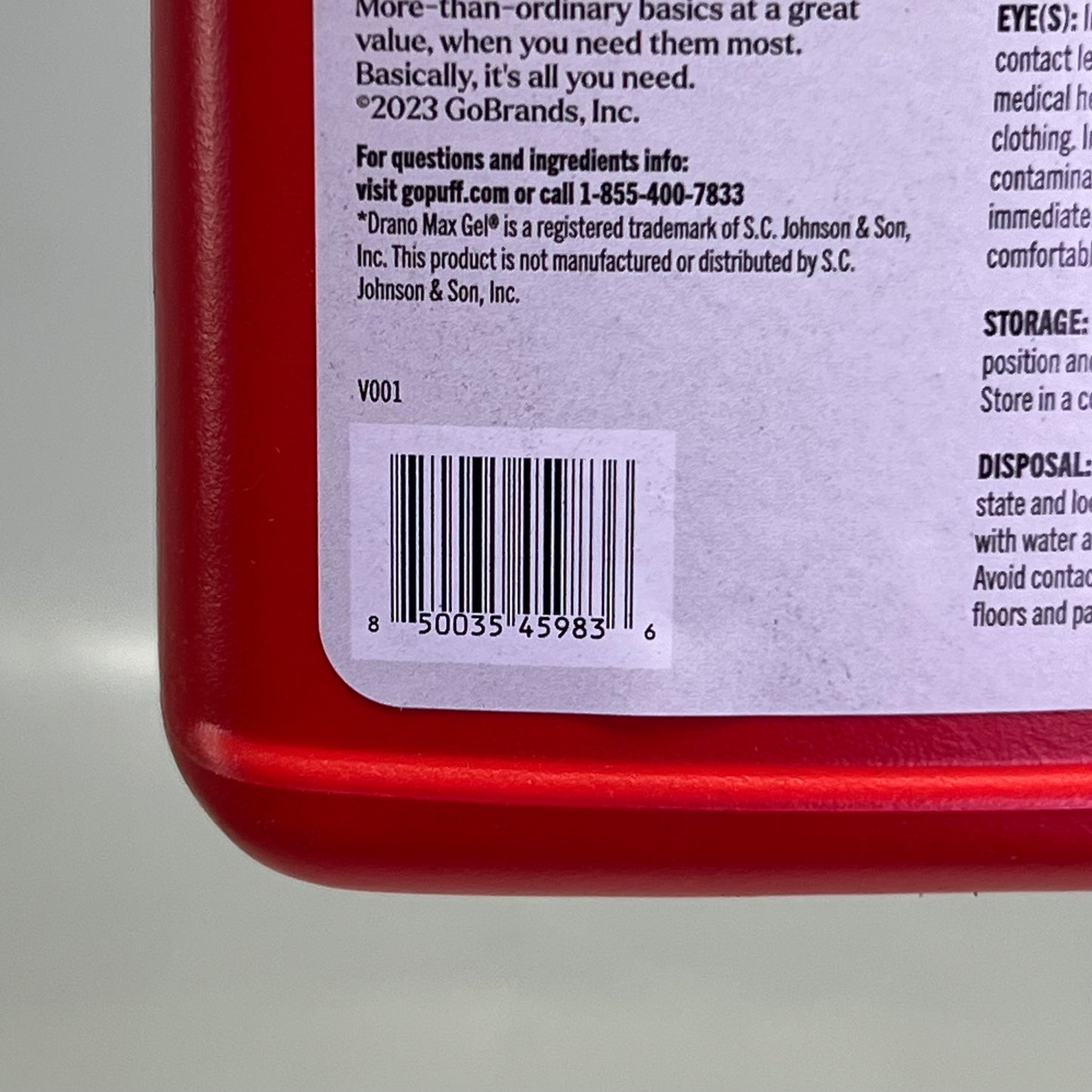 BASICALLY (2 PACK) Drain Clog Remover Gel 32 Oz 32 fl oz Red V001