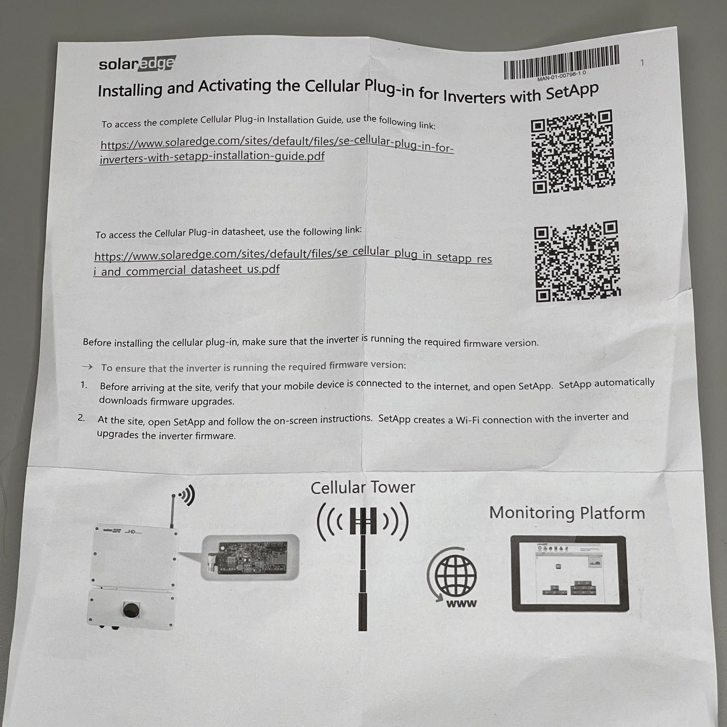 SOLAREDGE Wireless Internet Kit Antenna Cellular Plug-In CELL-B-R05-US-S-S2 (New)