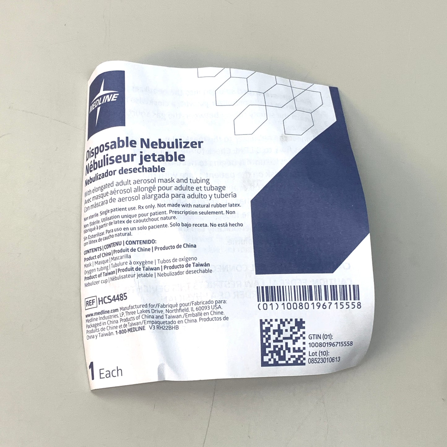 Z@ MEDLINE Disposable Nebulizer With Mask (5-Pack) Adult Aerosol Mask and Tubing
