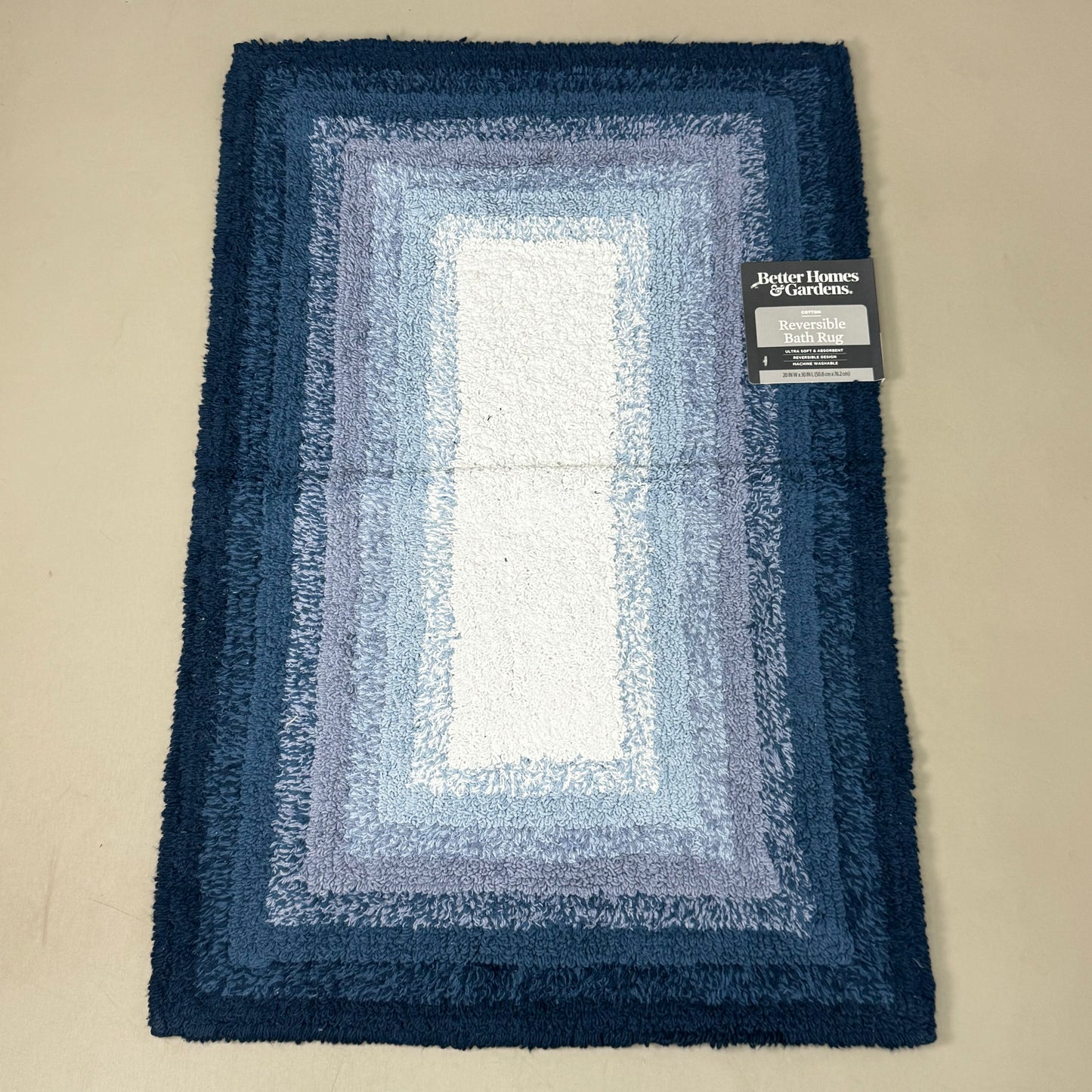 BETTER HOMES & GARDEN (2 PACK) Cotton Reversible Bath Rug 20X30" Ombre Blue