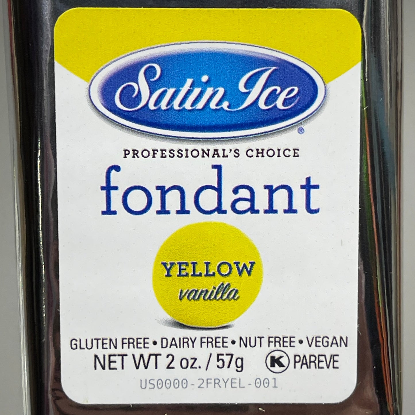 ZA@ SATIN FINE FOODS Satin Ice Fondant Yellow Vanilla 20 x 2 oz Packets of Fondant (06/24) D