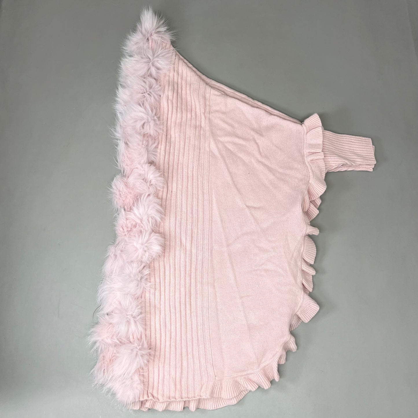 MITCHIES Long Sleeve Knitted Wrap Fox fur Ruffle Wmns SZ S Pink New Other WRIM84